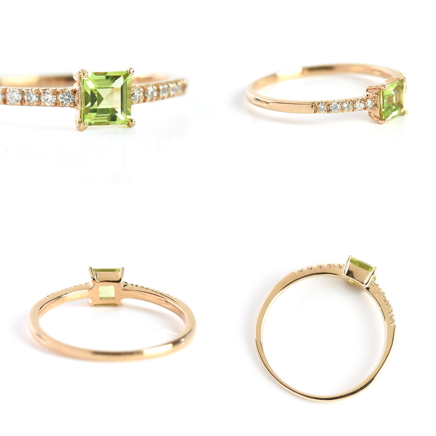 Diamond Line with Center Square Stone Ring