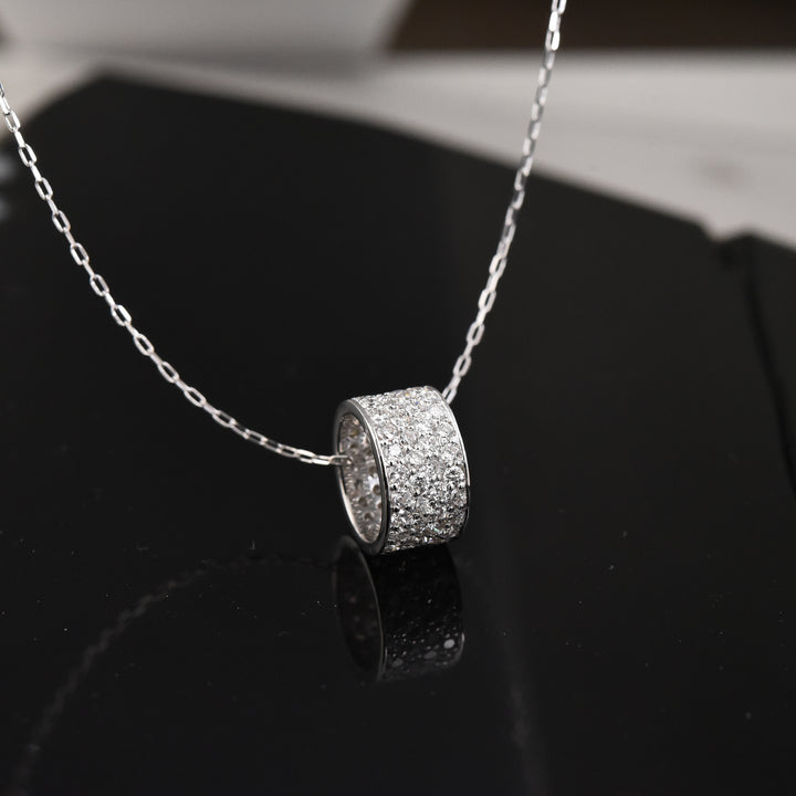 Diamond Drum Pendant with Chain