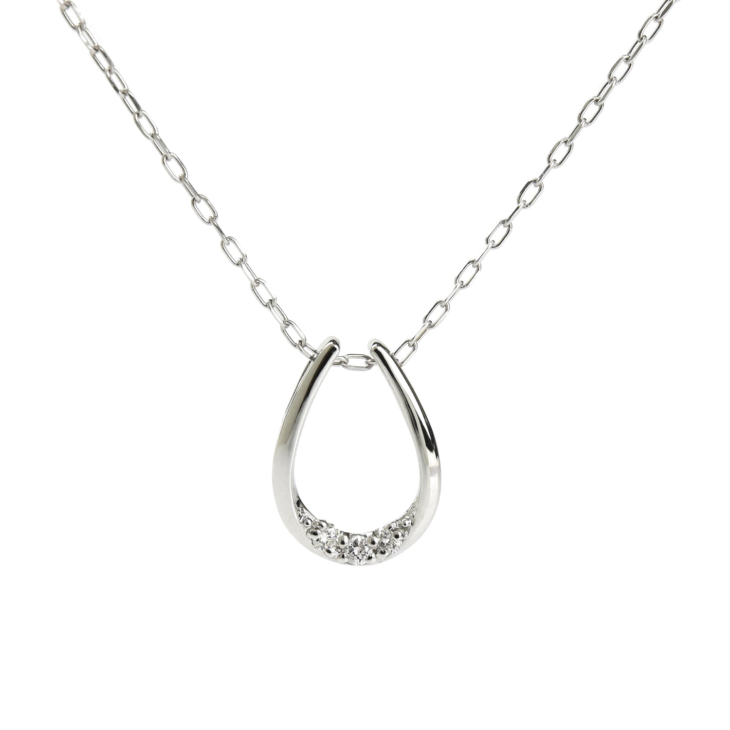 U Shape Diamond Pendant with Chain
