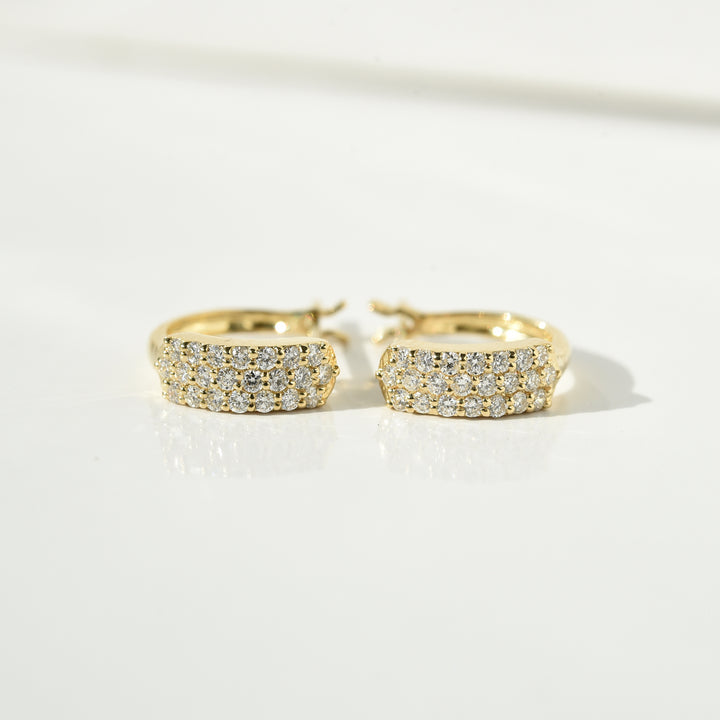 3 Line Diamond Hoop Earrings