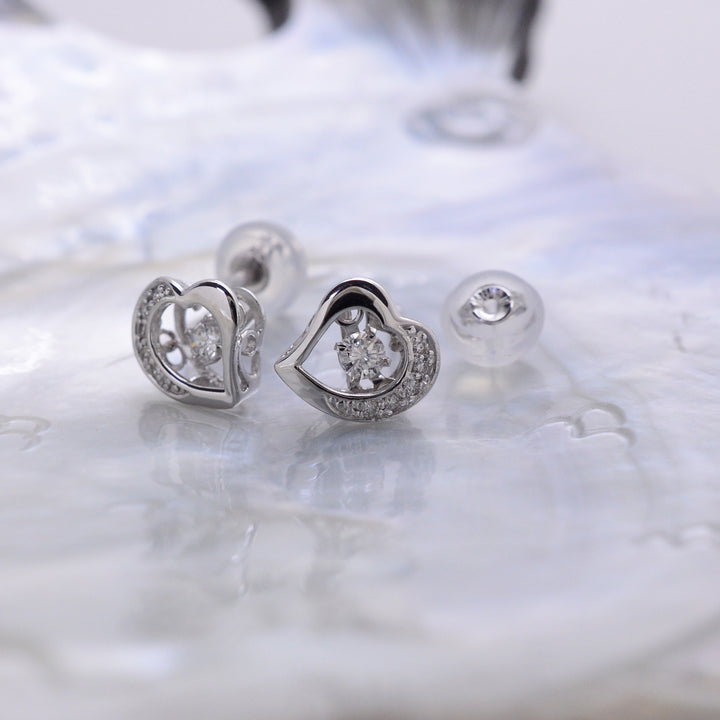 Heart Diamond Halo Earring