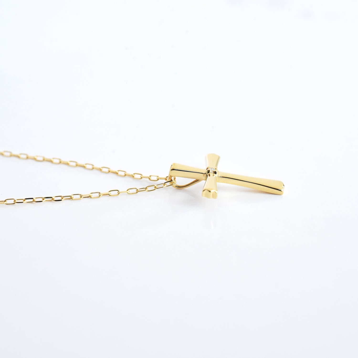 Cross with a Center Diamond Pendant with Chain