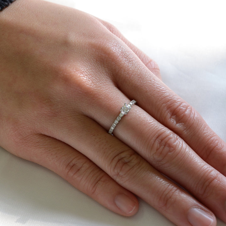 Solitaire n Diamond Line Ring