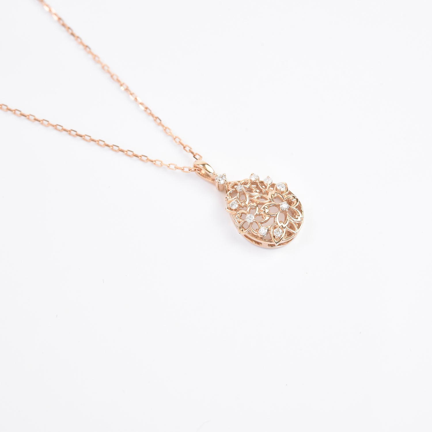 Flower Drop Diamond Pendant with Chain