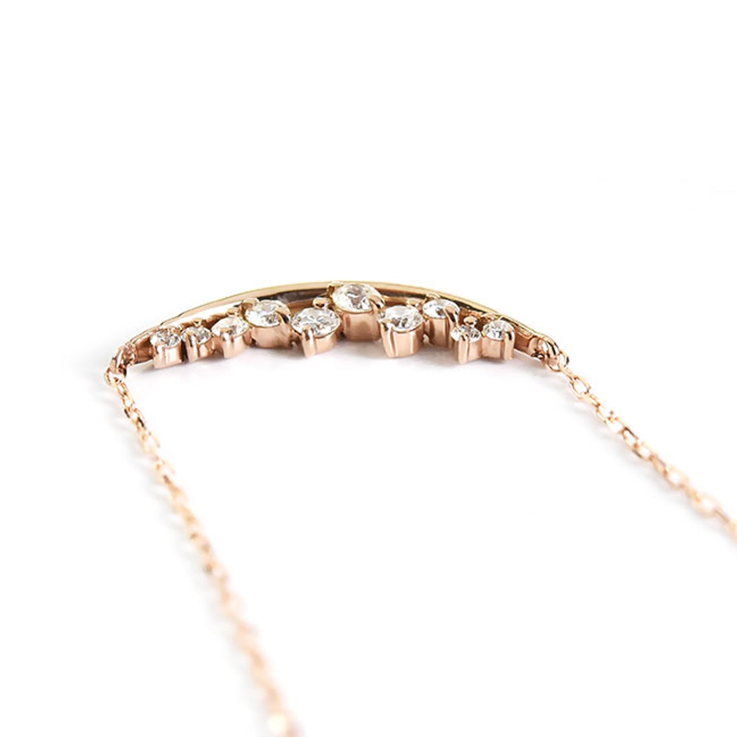 Diamonds on a Curve Pendant with Chain
