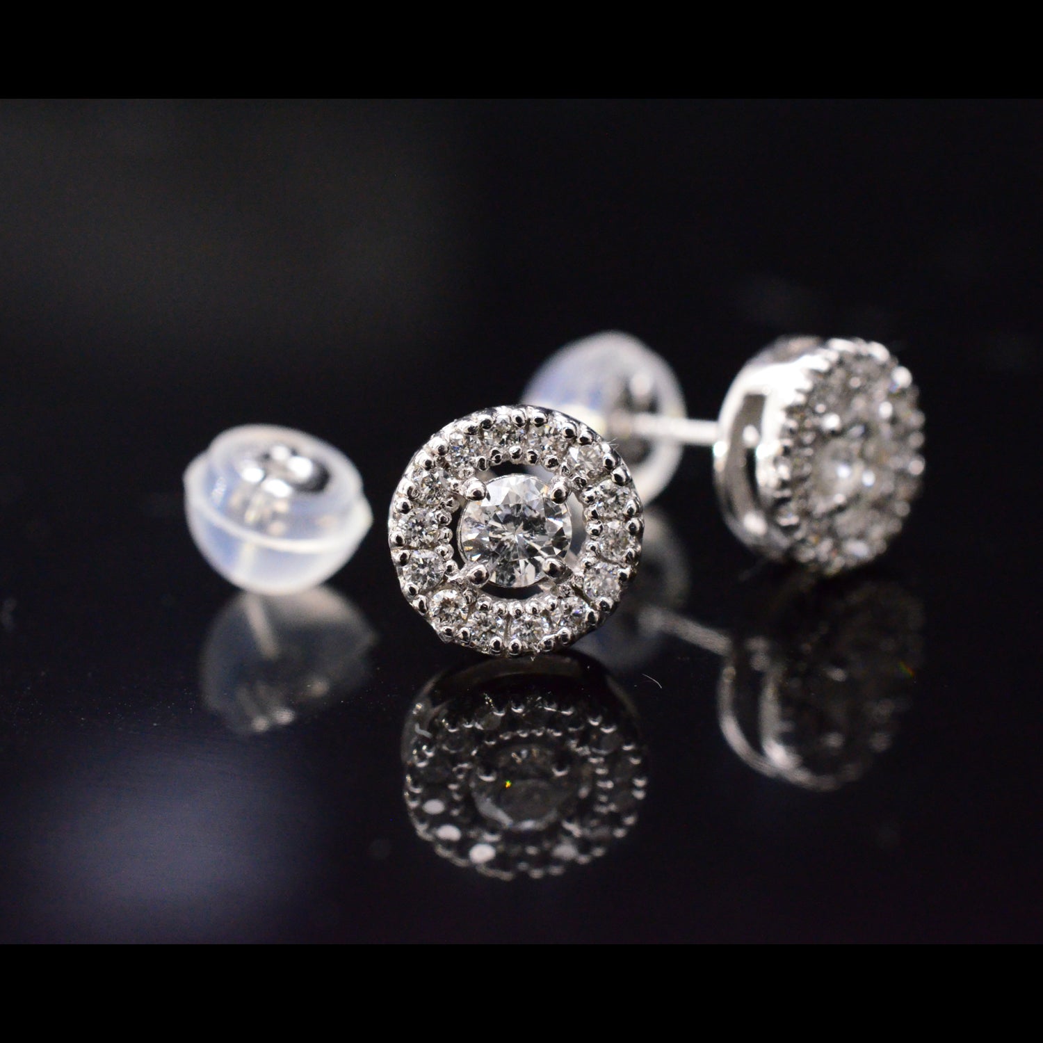 Diamond Round N Center Earrings