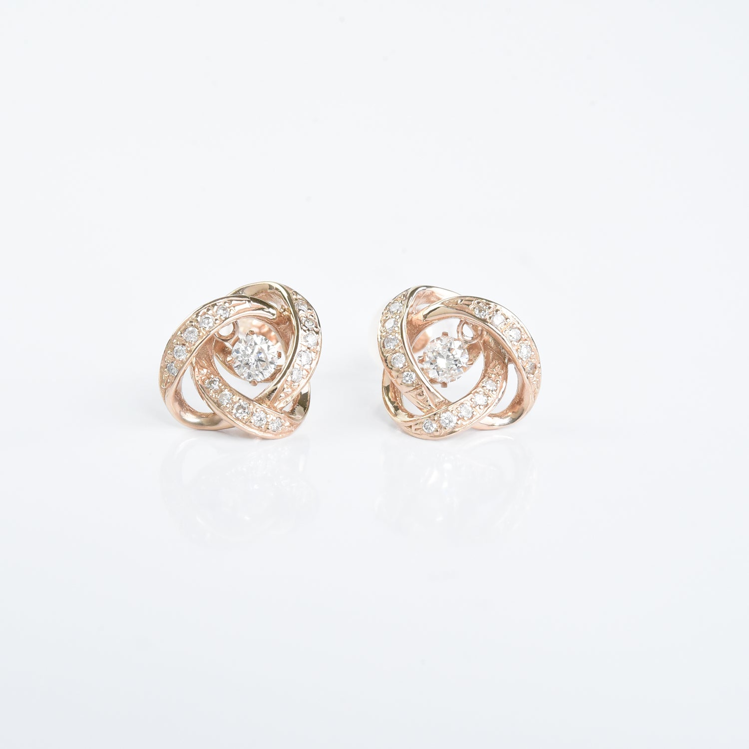 Diamond Ribbon Halo Earrings