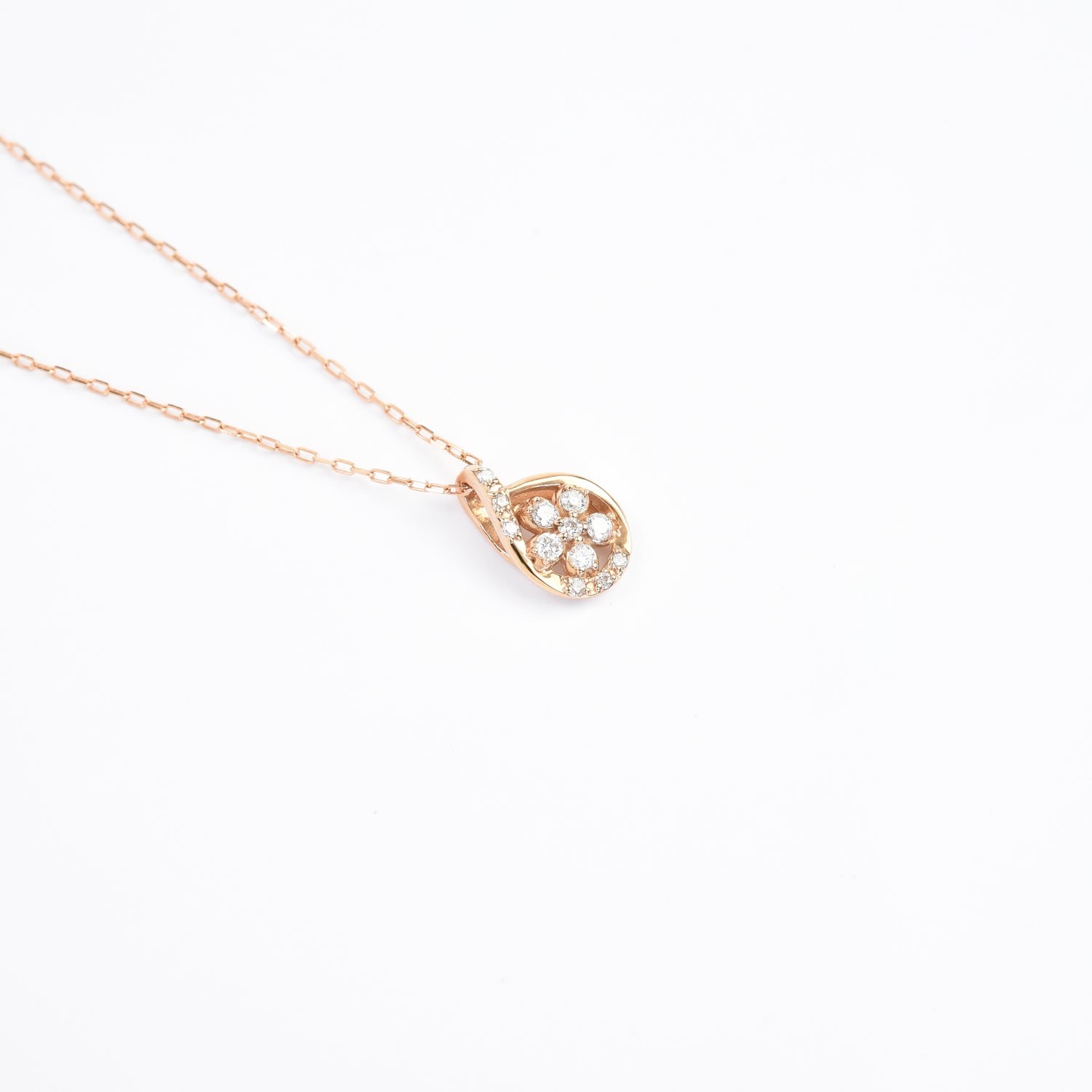 Diamond Flower in a Drop Pendant with Chain
