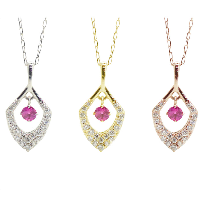 Ruby Drop Diamond Pendant with Chain