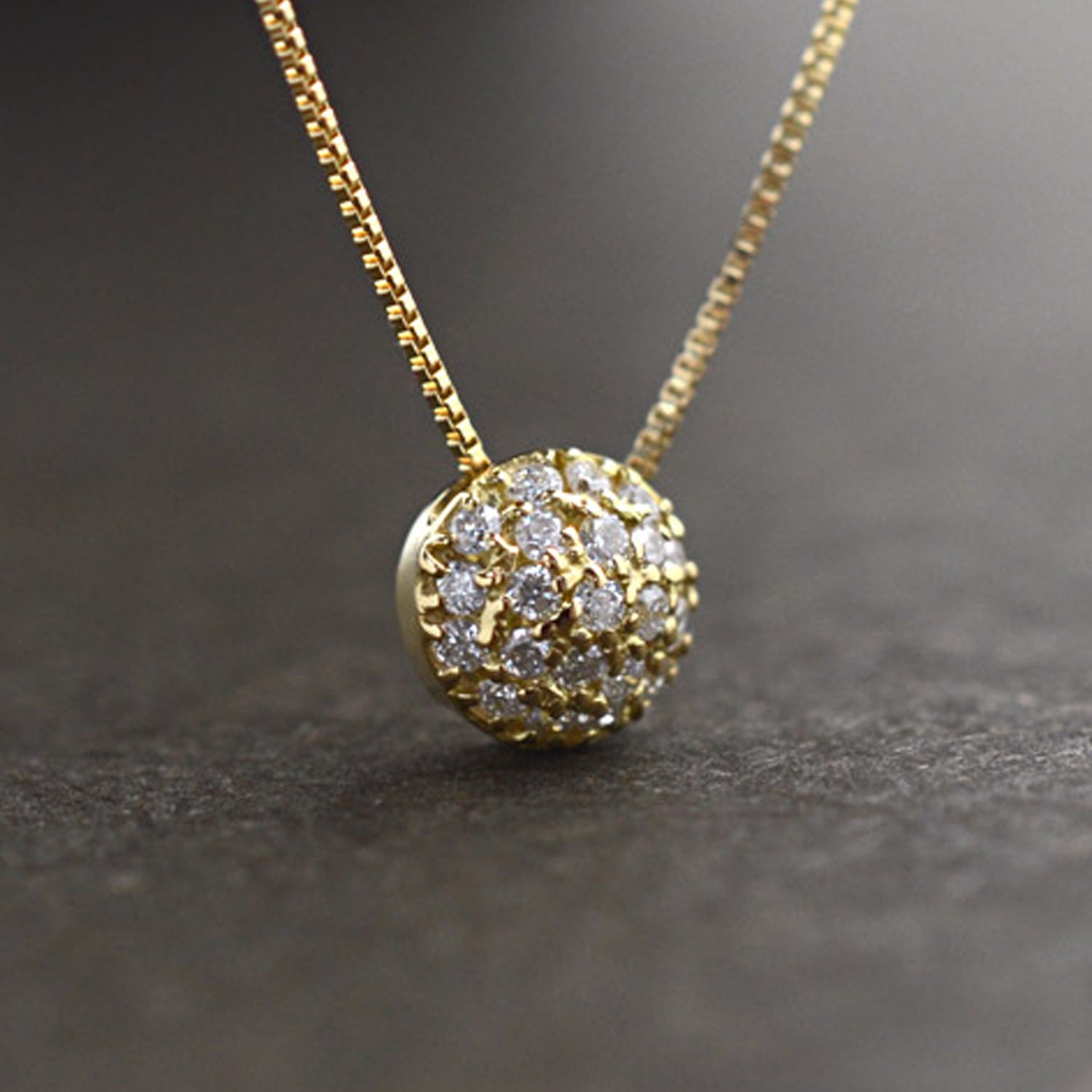 Diamond Ball Pendant With Chain