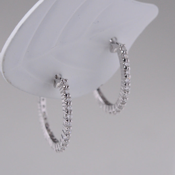 Single Line Diamond Hoop Earrings