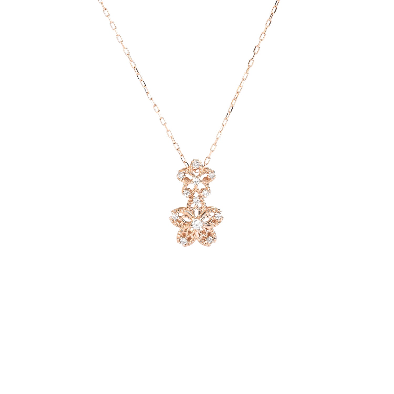 2 Flowers N Diamonds Pendant with Chain
