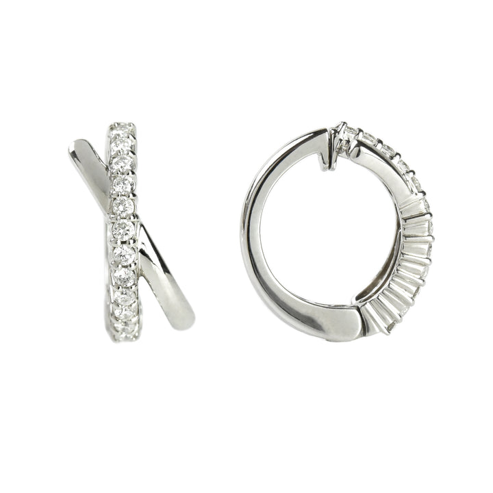 Diamond Cross Hoop Earrings
