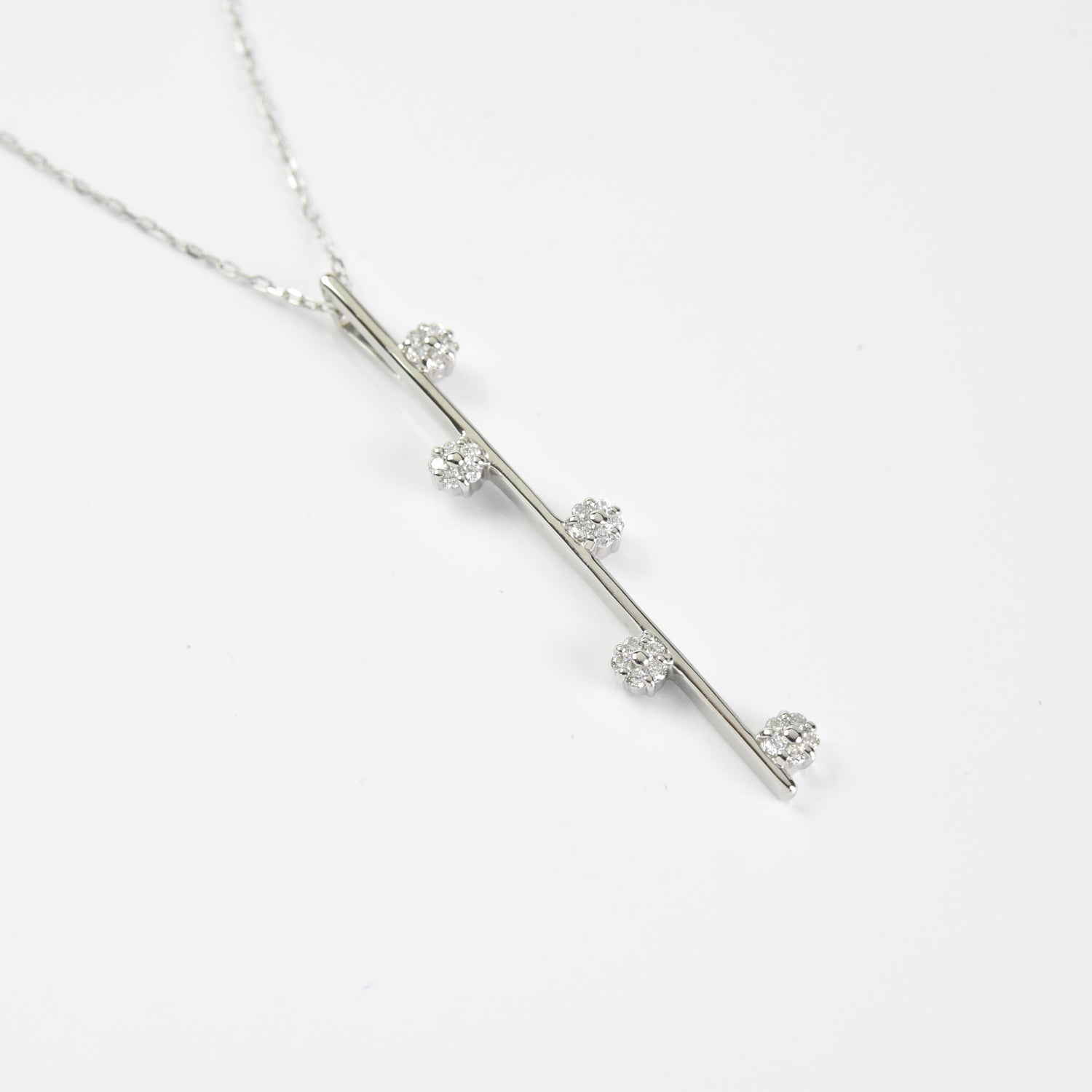 Needle Line N Diamond Pendant with Chain