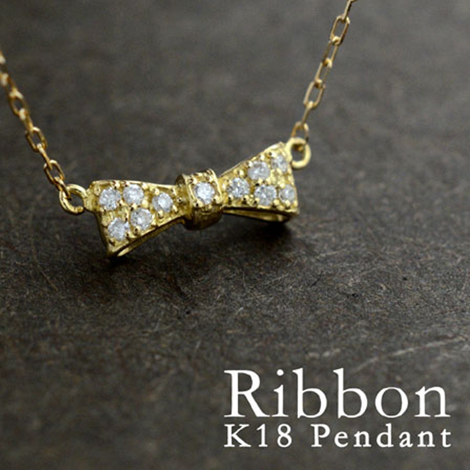 Cute Diamond Bow Pendant with Chain