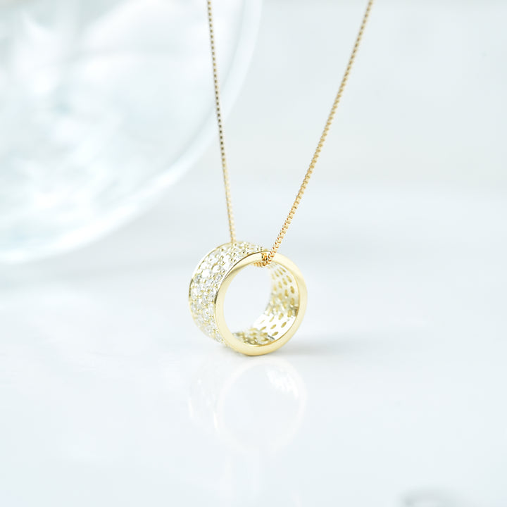 Diamond Drum Pendant with Chain