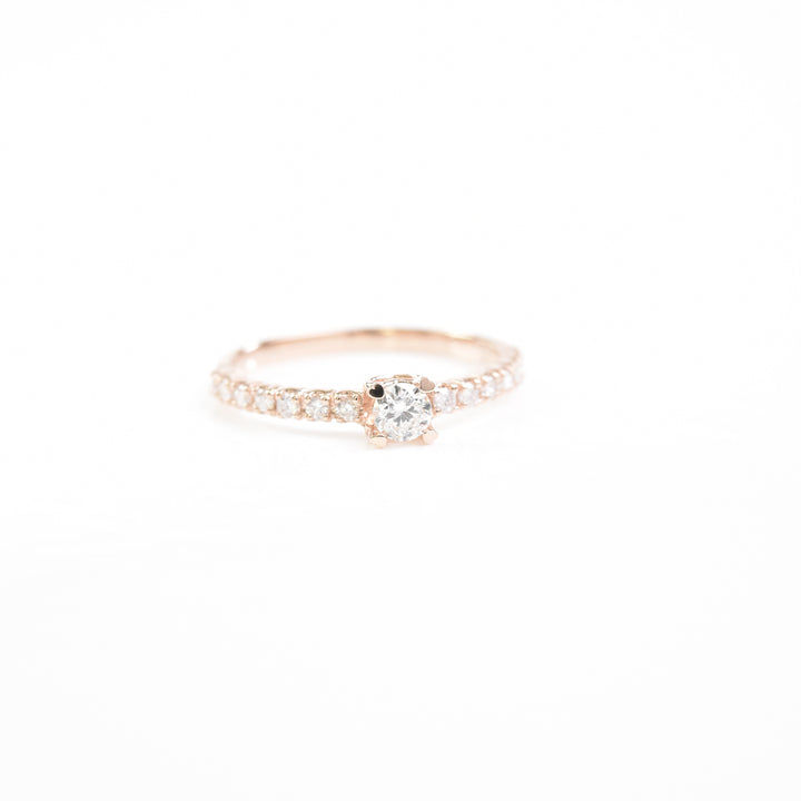 Solitaire n Diamond Line Ring