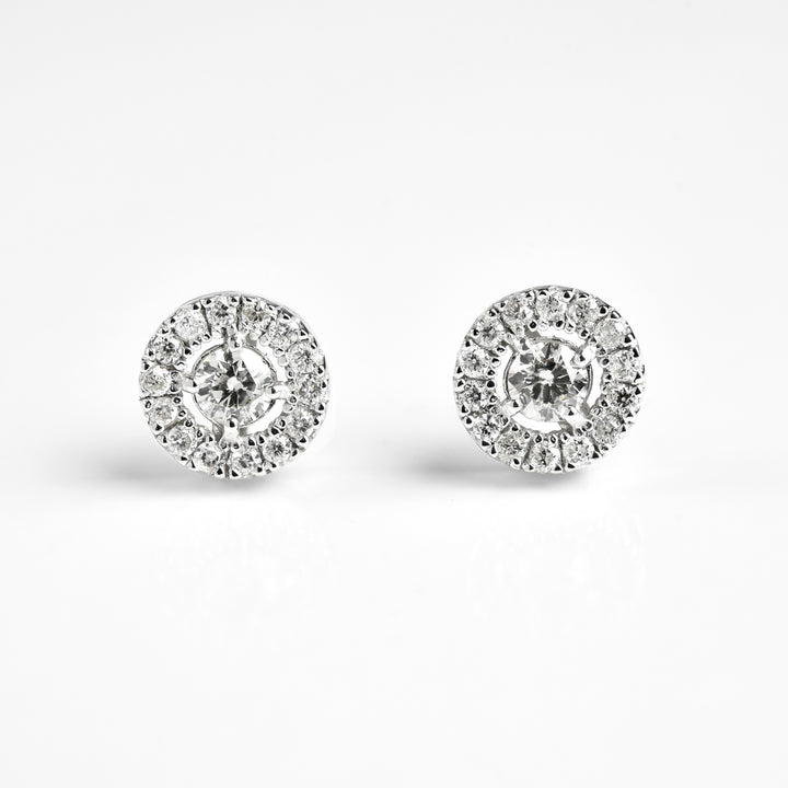 Diamond Round N Center Earrings