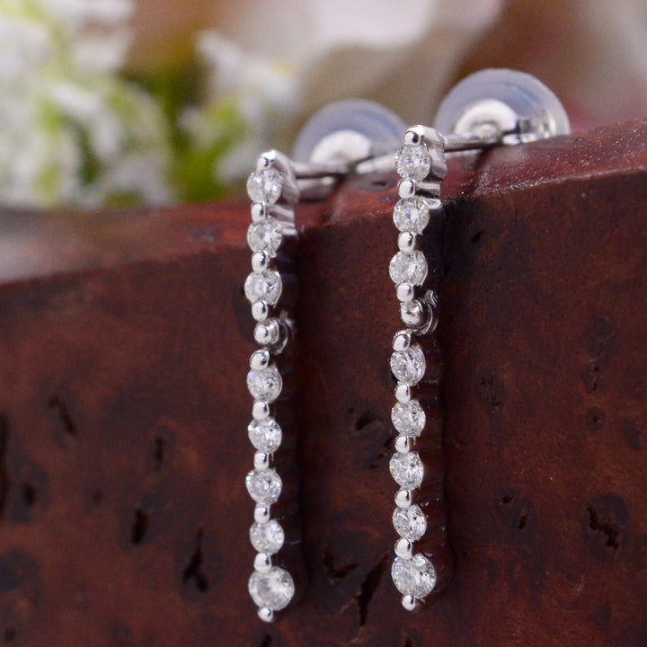 Diamond Line Dangling Earrings