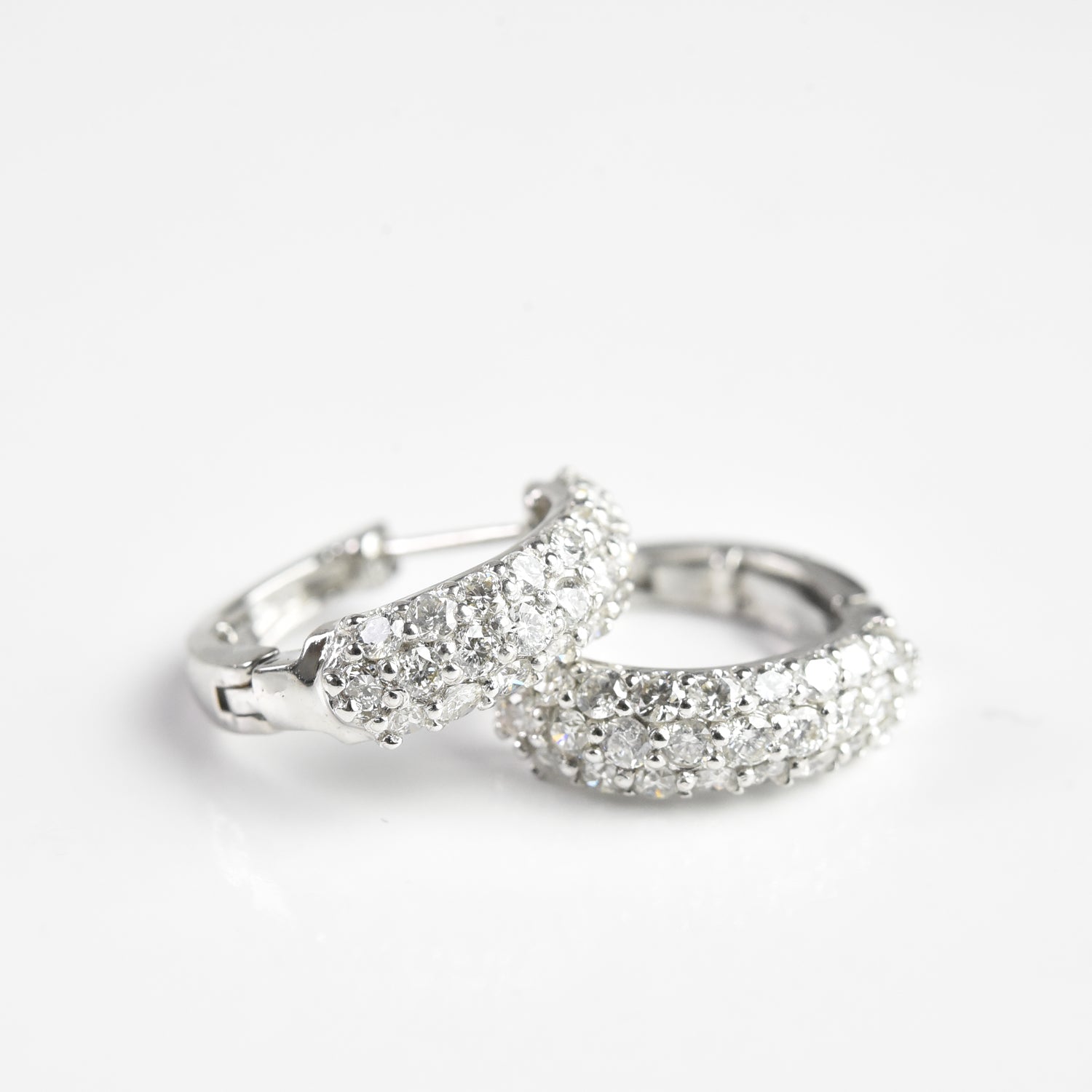 Curve 3 Line Diamond Hoop Earrings
