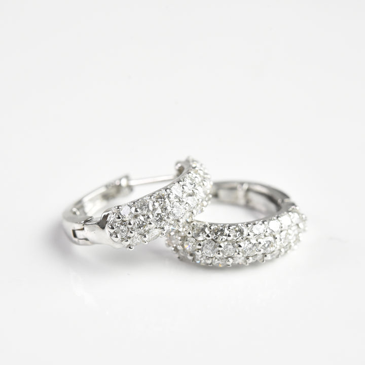 Curve 3 Line Diamond Hoop Earrings