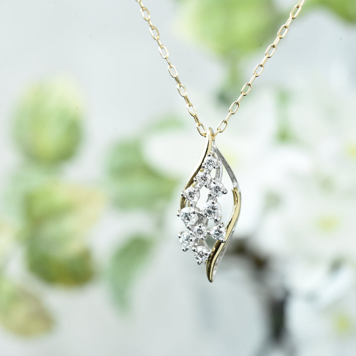 Diamonds in a Leaf Pendant with Chain