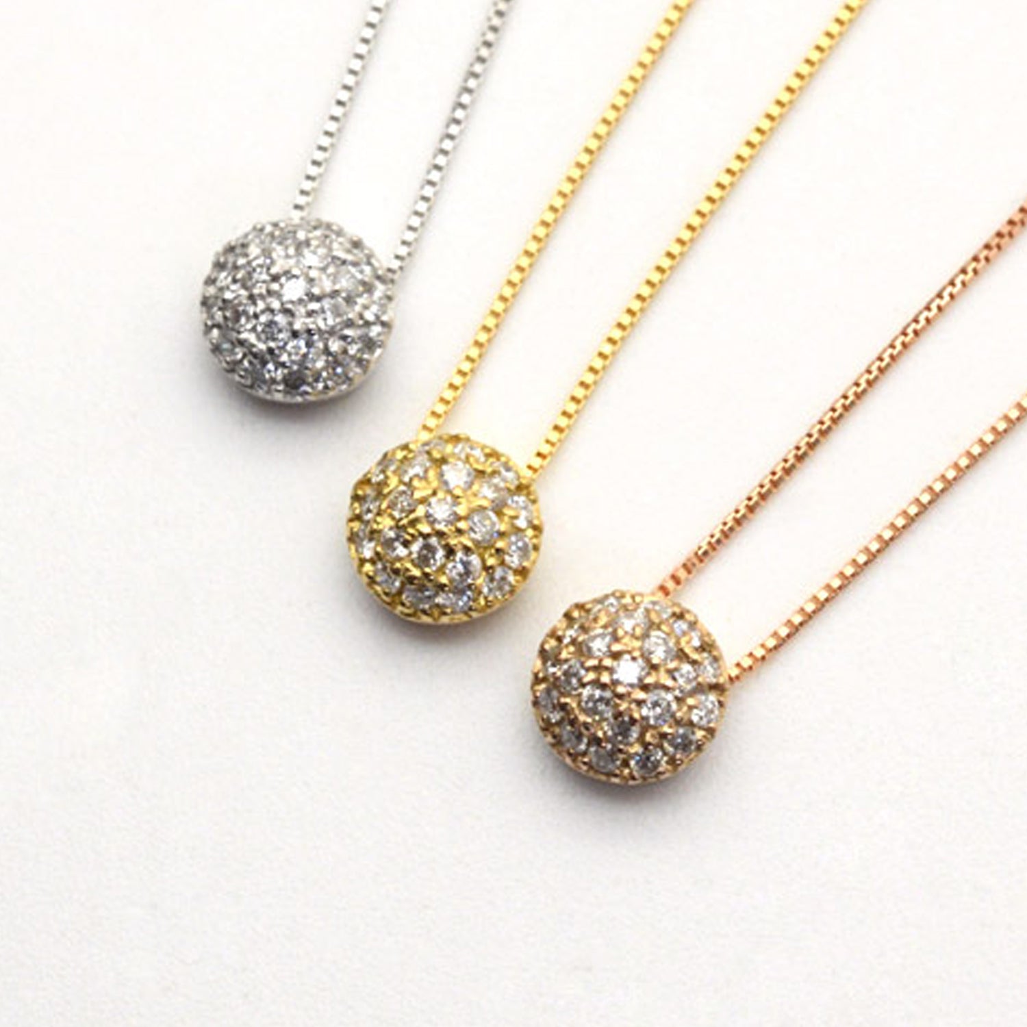 Diamond Ball Pendant With Chain