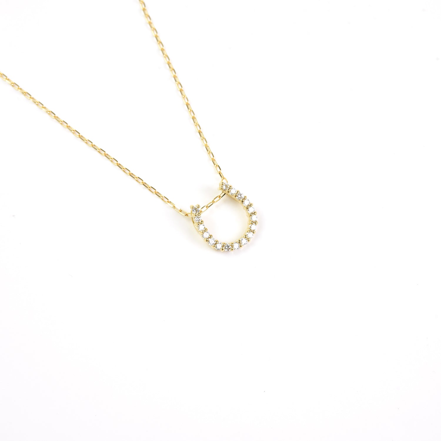 Horse Shoe Diamond Pendant with Chain