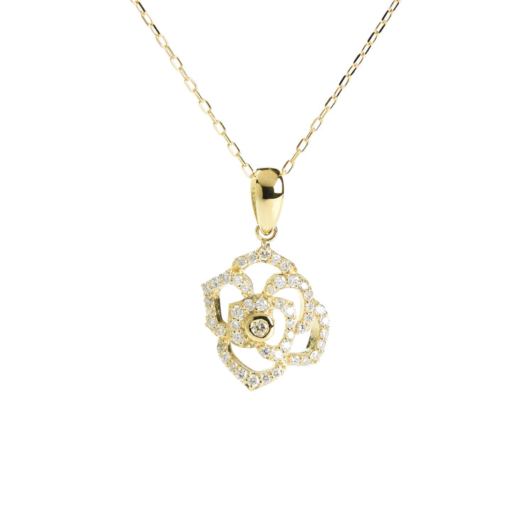 Blooming Rose in Diamonds Pendant with Chain