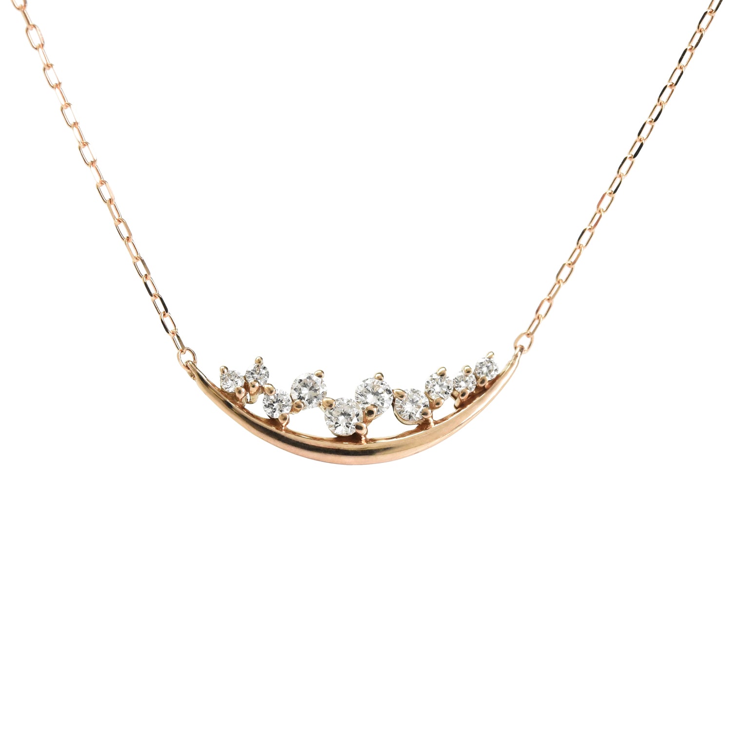 Diamonds on a Curve Pendant with Chain