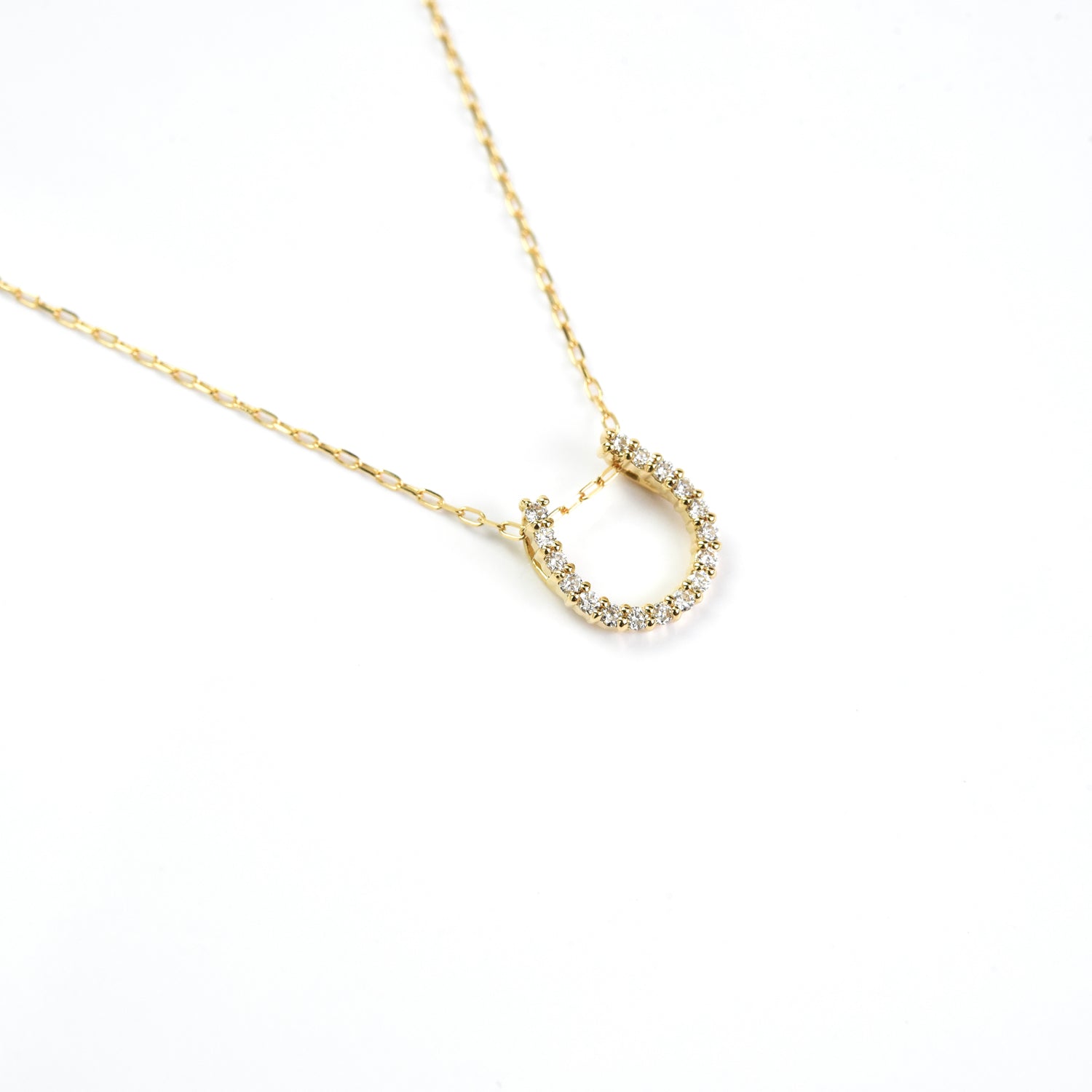 Horse Shoe Diamond Pendant with Chain