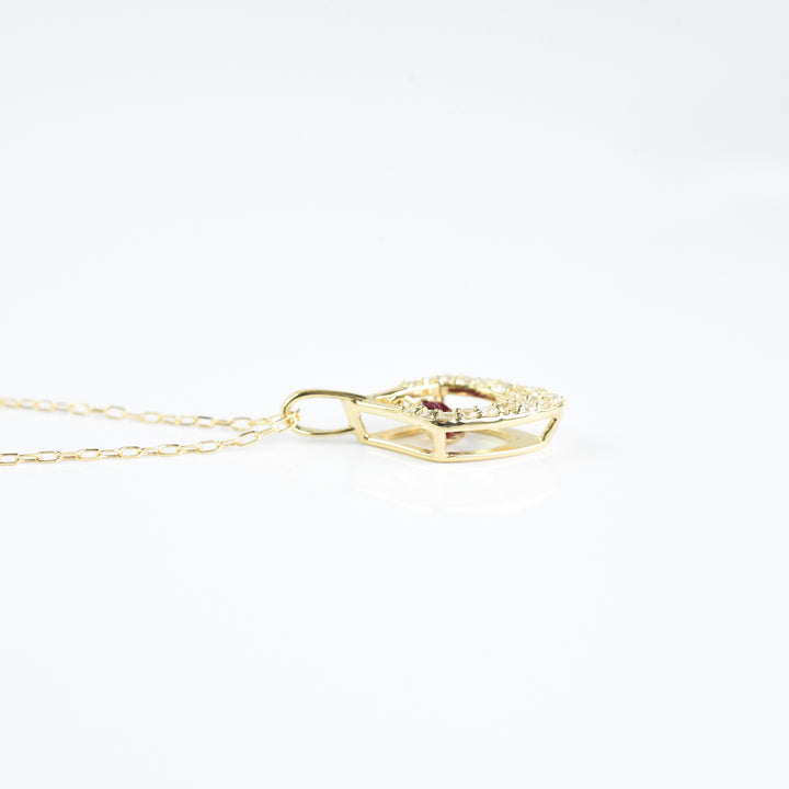 Ruby Drop Diamond Pendant with Chain