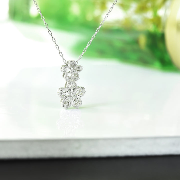 2 Flowers N Diamonds Pendant with Chain