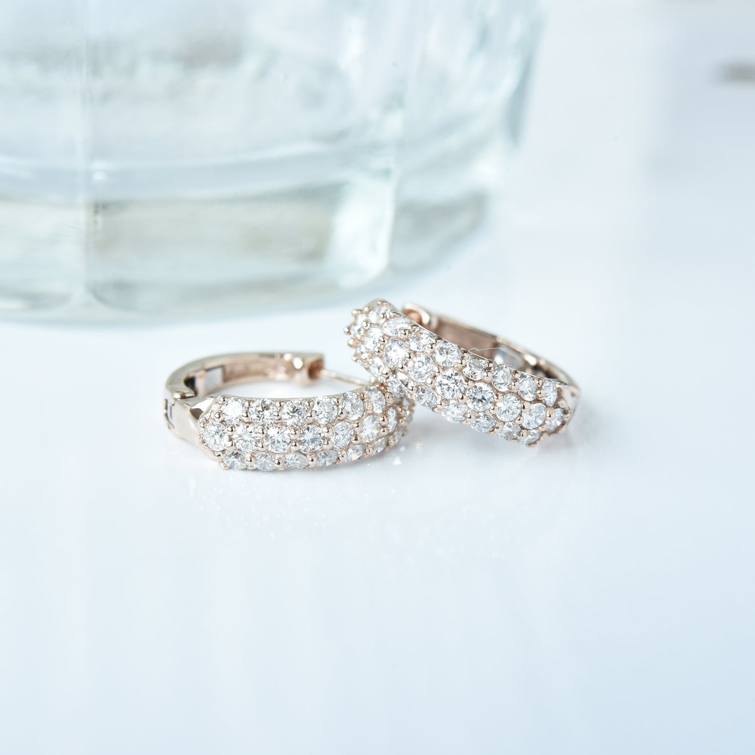 Curve 3 Line Diamond Hoop Earrings