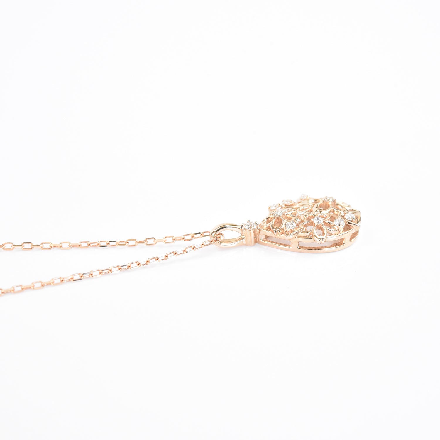 Flower Drop Diamond Pendant with Chain