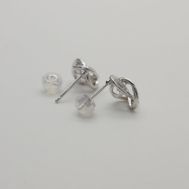 Diamond Ribbon Halo Earrings