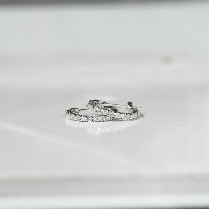 Single Line Diamond Hoop Earrings