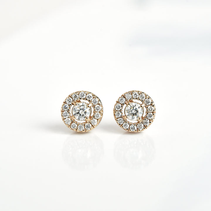 Diamond Round N Center Earrings