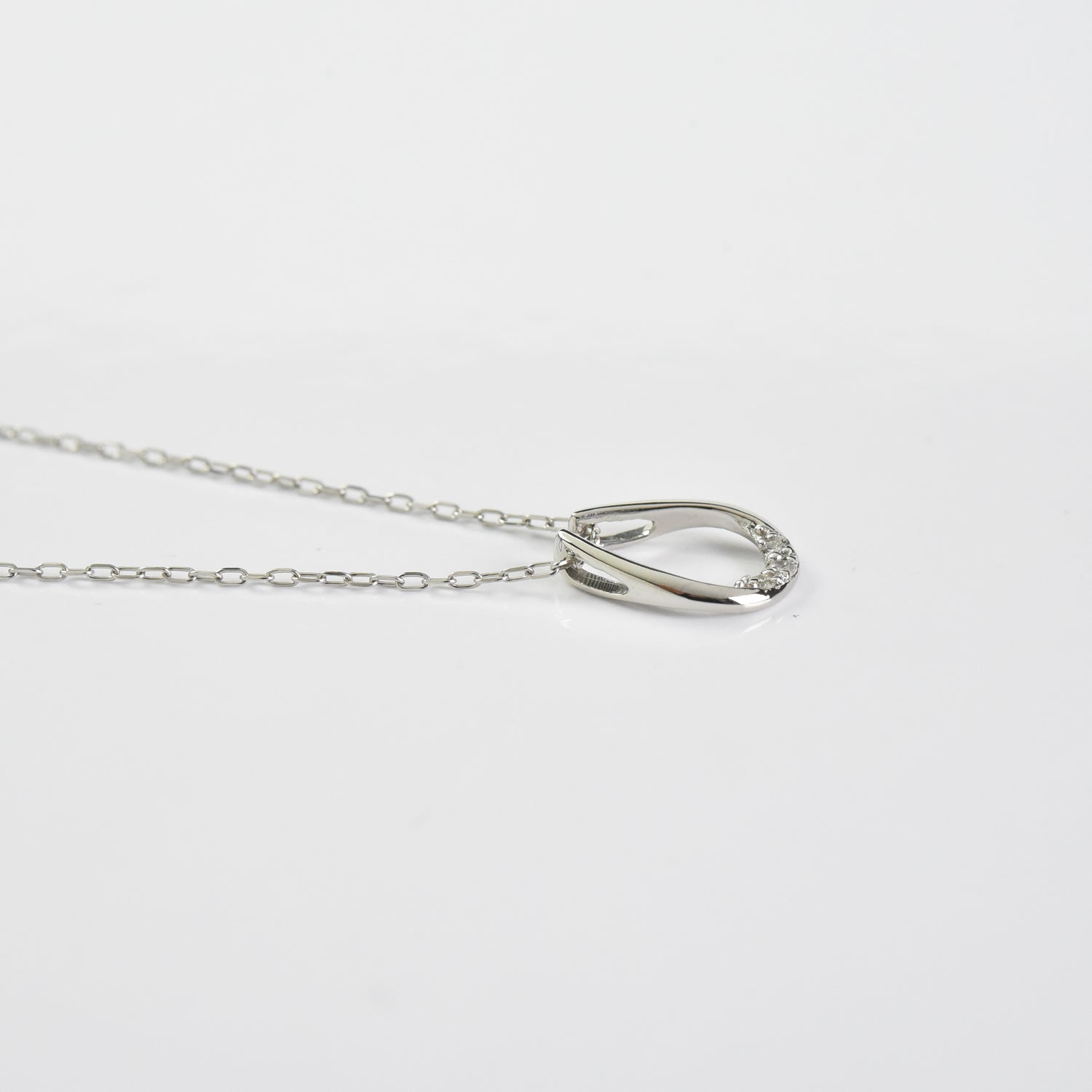 U Shape Diamond Pendant with Chain