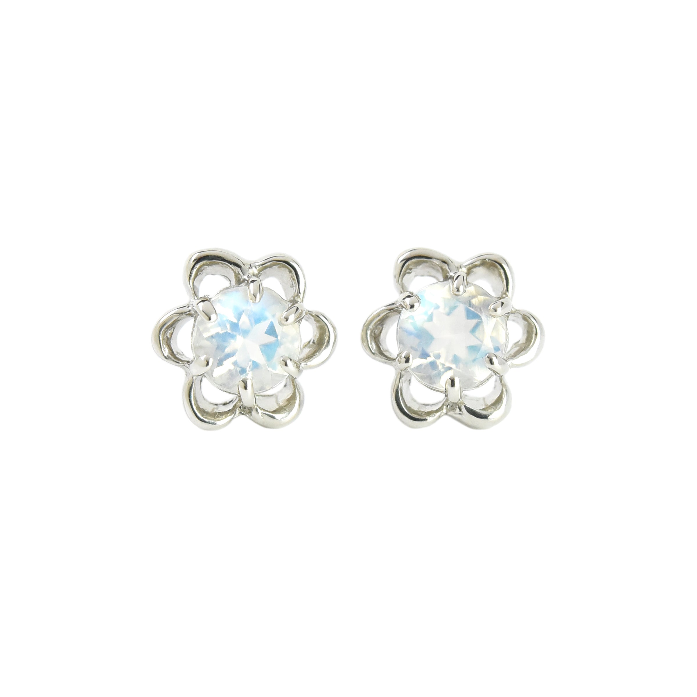 Flower with a Center Stone Earrings