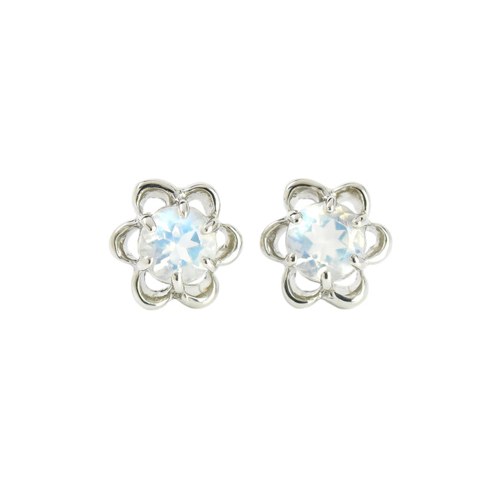 Flower with a Center Stone Earrings