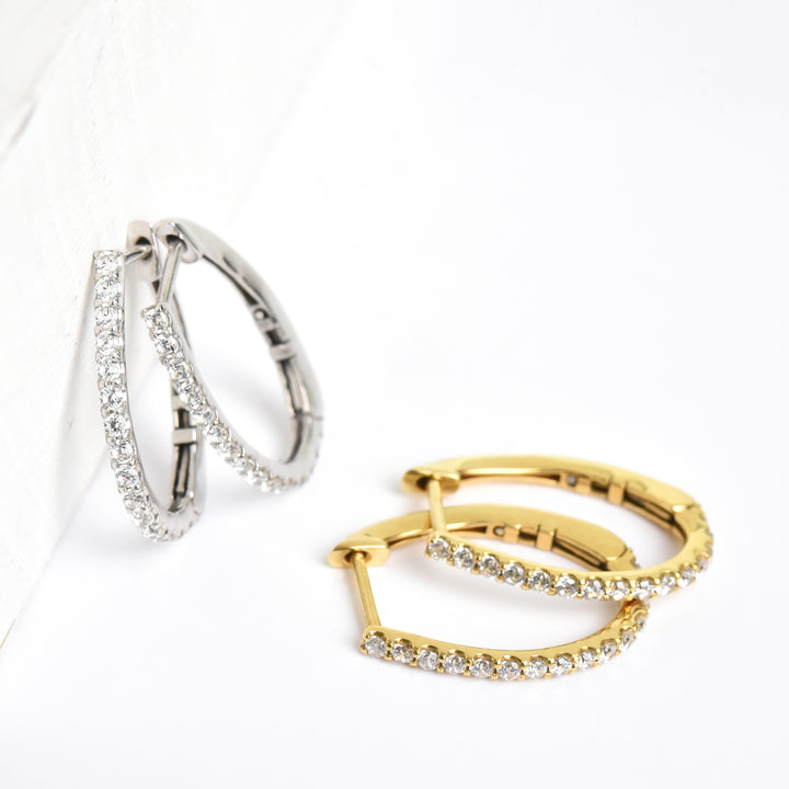Diamond Line Hoop Earrings