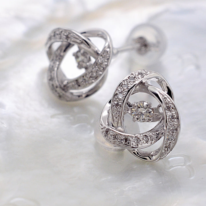 Diamond Ribbon Halo Earrings