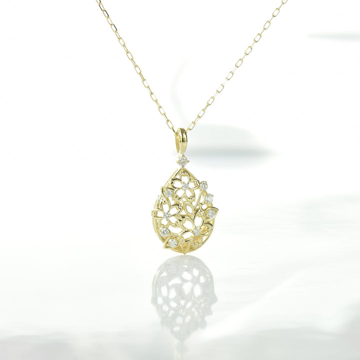 Flower Drop Diamond Pendant with Chain