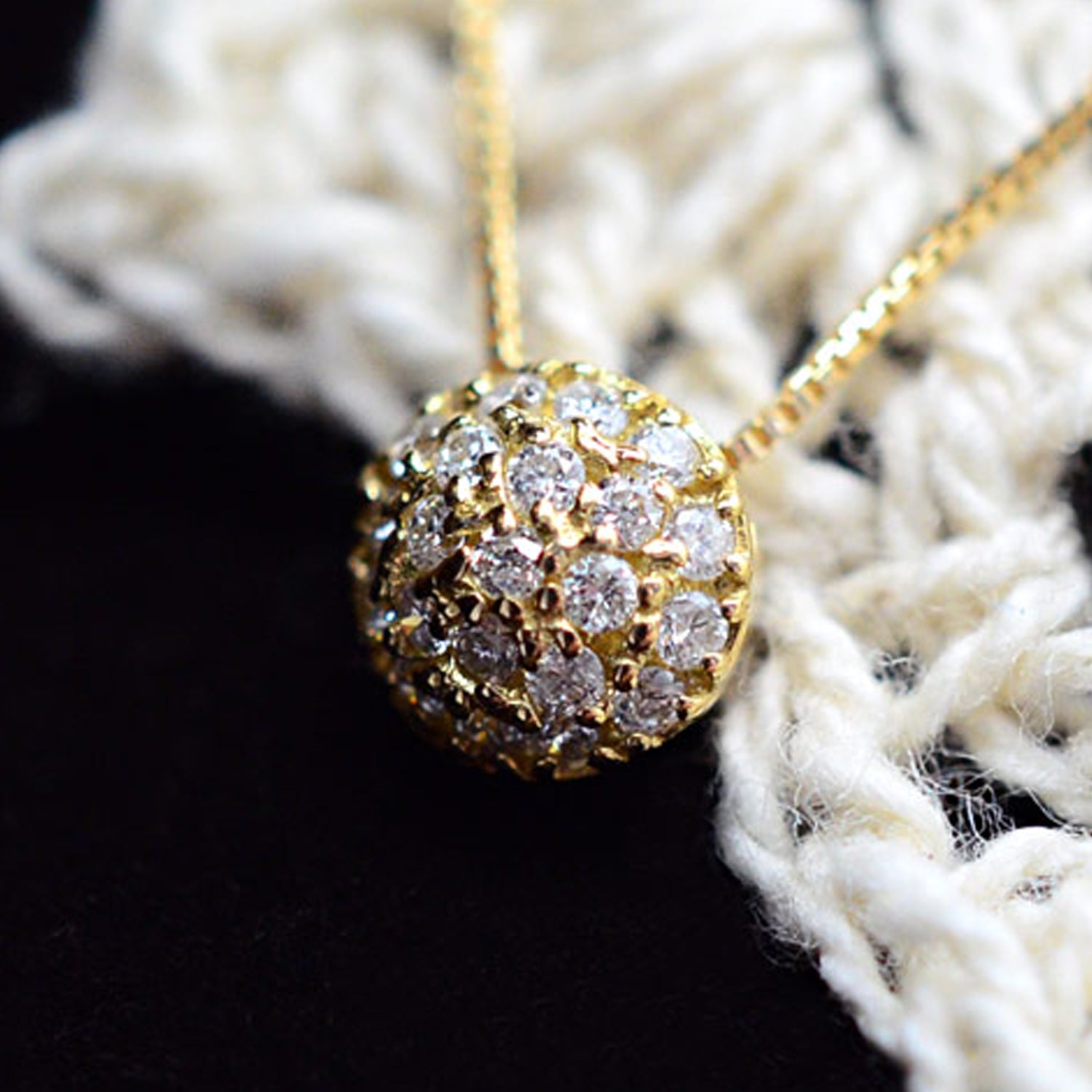 Diamond Ball Pendant With Chain