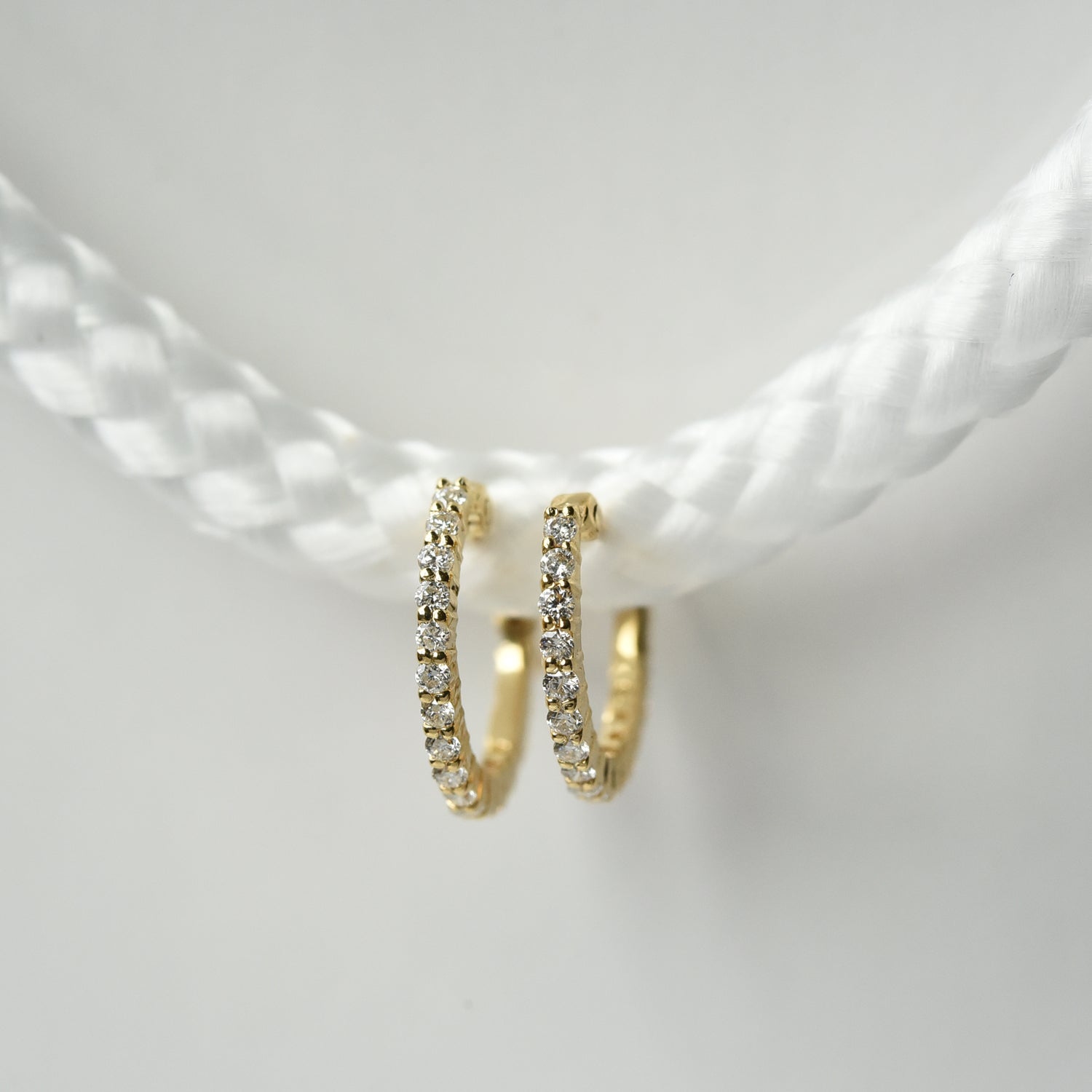 Single Line Diamond Hoop Earrings