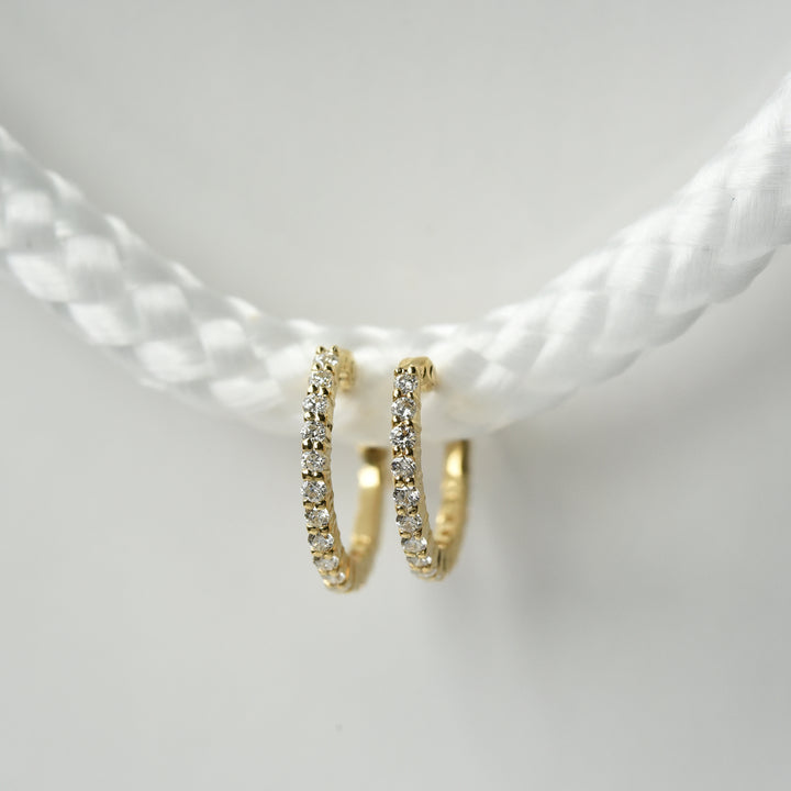 Single Line Diamond Hoop Earrings