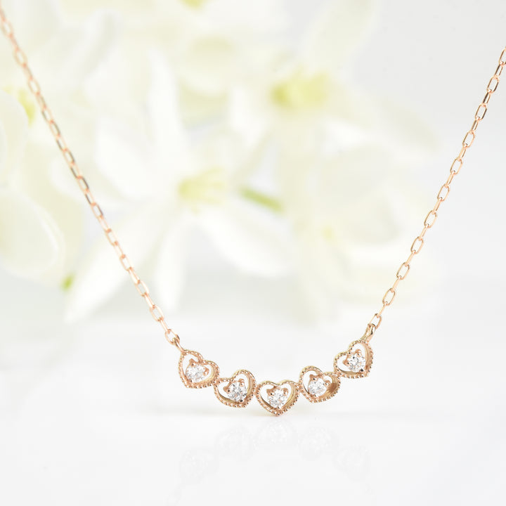 Diamonds Inside Hearts Pendant with Chain