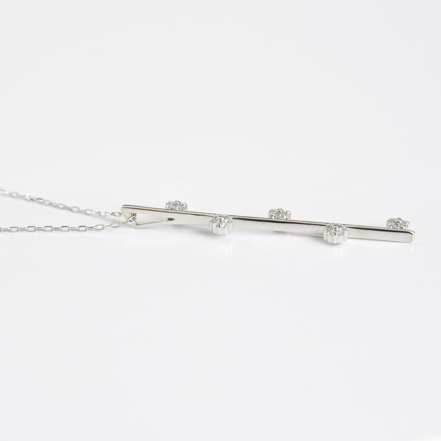 Needle Line N Diamond Pendant with Chain