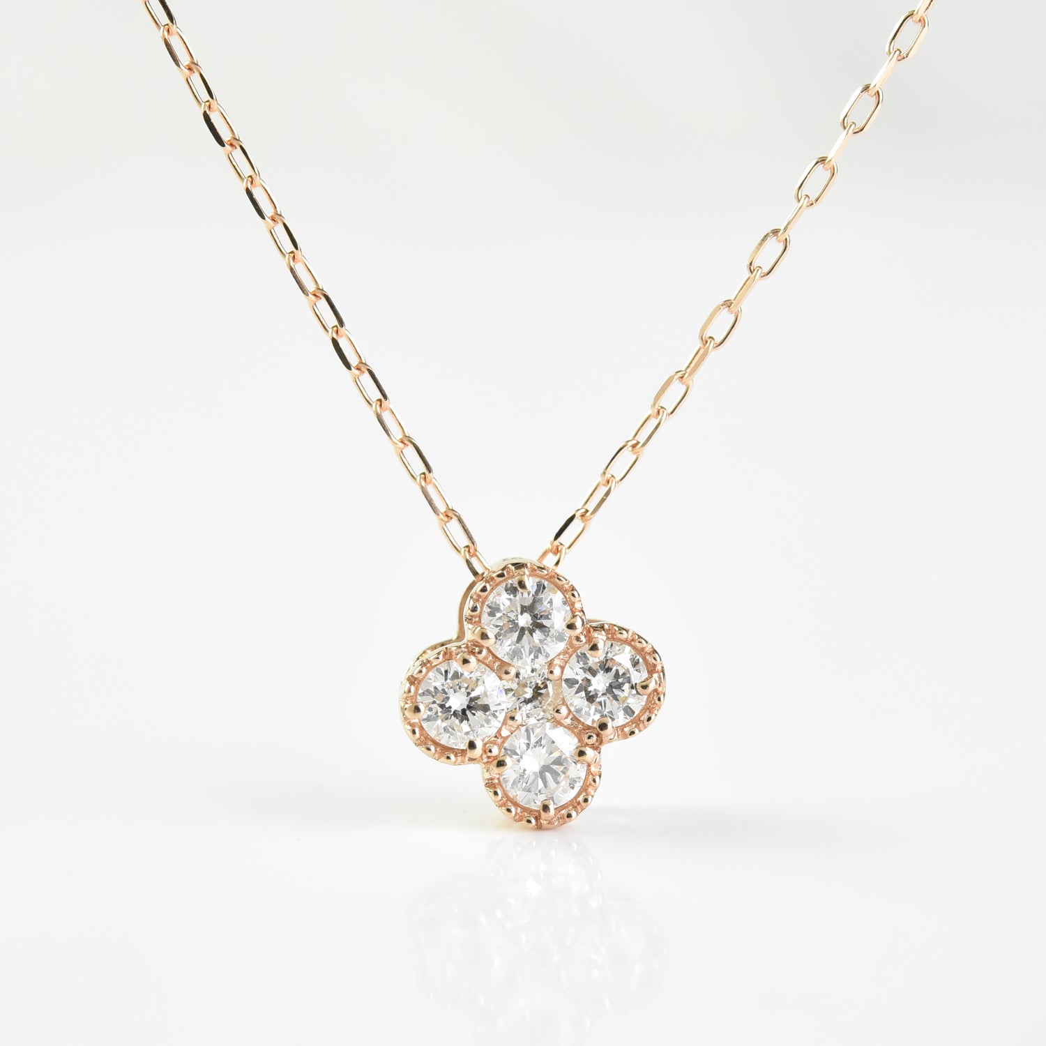 5 Diamonds Flower Pendant with Chain